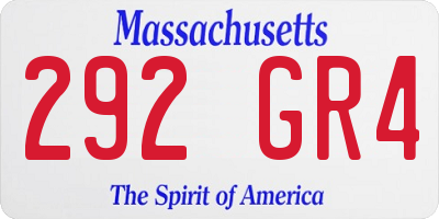 MA license plate 292GR4