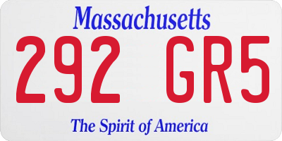 MA license plate 292GR5