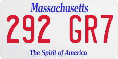 MA license plate 292GR7