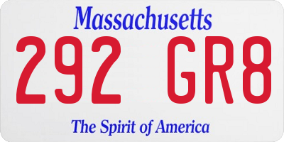 MA license plate 292GR8