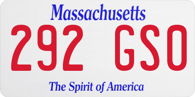 MA license plate 292GS0