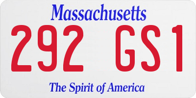 MA license plate 292GS1