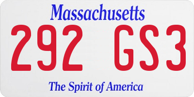MA license plate 292GS3