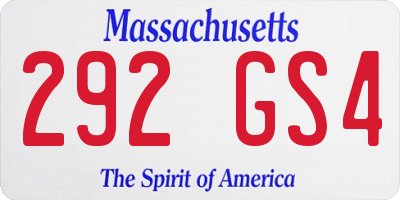 MA license plate 292GS4
