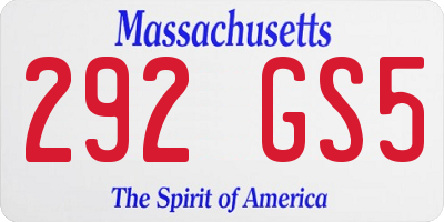 MA license plate 292GS5