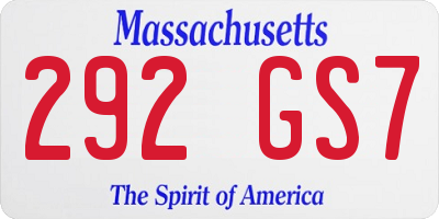 MA license plate 292GS7