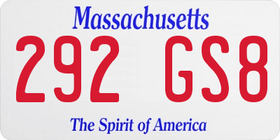MA license plate 292GS8