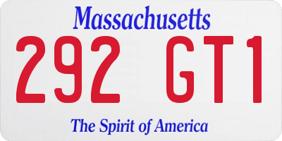 MA license plate 292GT1