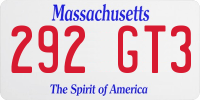 MA license plate 292GT3