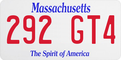 MA license plate 292GT4