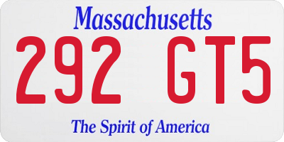 MA license plate 292GT5