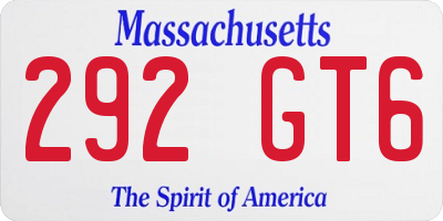 MA license plate 292GT6