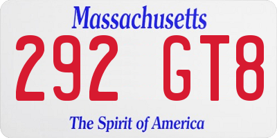 MA license plate 292GT8