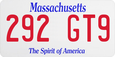 MA license plate 292GT9