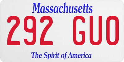 MA license plate 292GU0