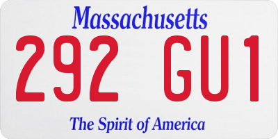MA license plate 292GU1