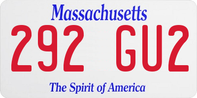 MA license plate 292GU2