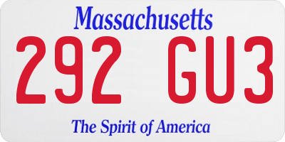 MA license plate 292GU3