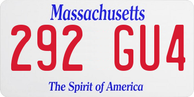 MA license plate 292GU4