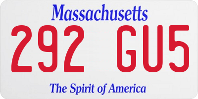 MA license plate 292GU5