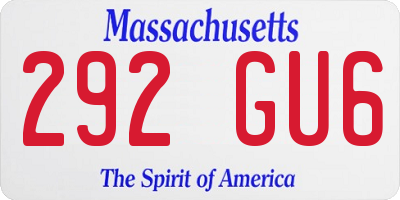 MA license plate 292GU6
