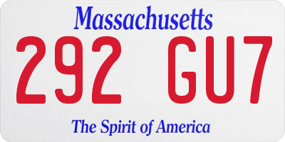 MA license plate 292GU7