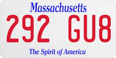 MA license plate 292GU8