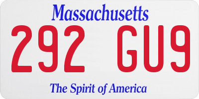 MA license plate 292GU9