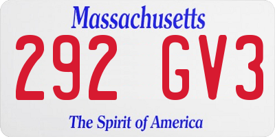 MA license plate 292GV3