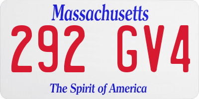 MA license plate 292GV4
