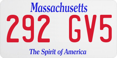 MA license plate 292GV5