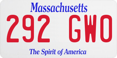 MA license plate 292GW0