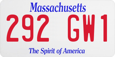 MA license plate 292GW1