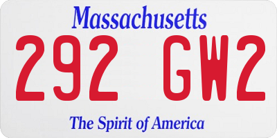 MA license plate 292GW2