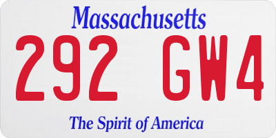 MA license plate 292GW4