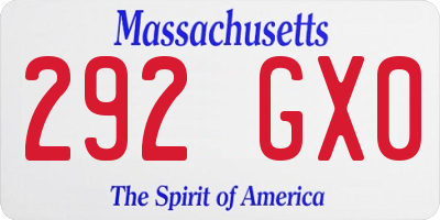 MA license plate 292GX0
