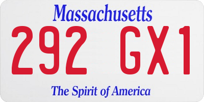 MA license plate 292GX1