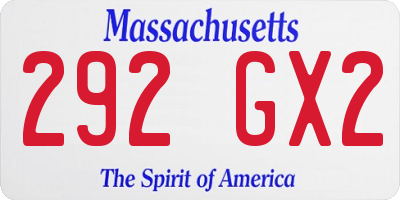 MA license plate 292GX2