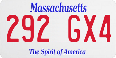 MA license plate 292GX4