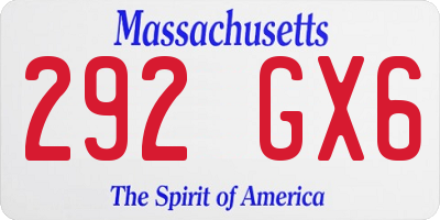 MA license plate 292GX6