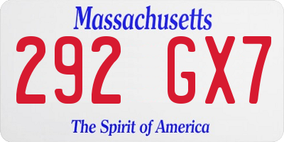MA license plate 292GX7