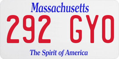 MA license plate 292GY0