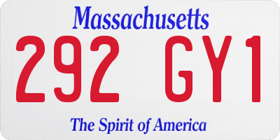 MA license plate 292GY1