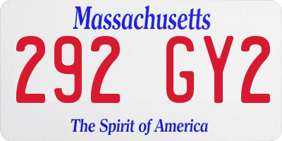 MA license plate 292GY2