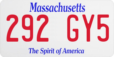 MA license plate 292GY5