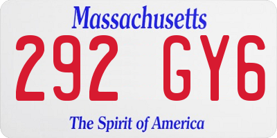 MA license plate 292GY6