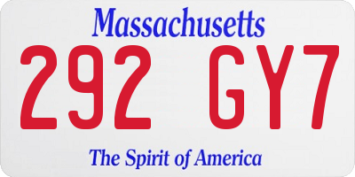 MA license plate 292GY7