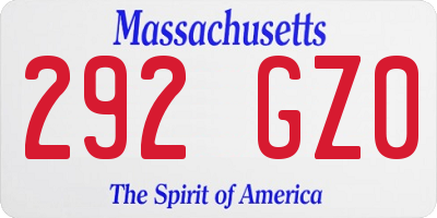 MA license plate 292GZ0