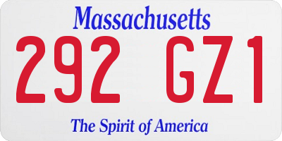 MA license plate 292GZ1