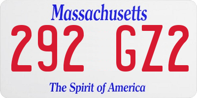 MA license plate 292GZ2
